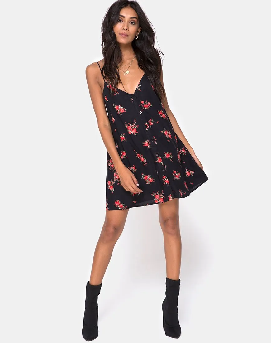 Sanna Slip Dress in Soi Rose Black and Red