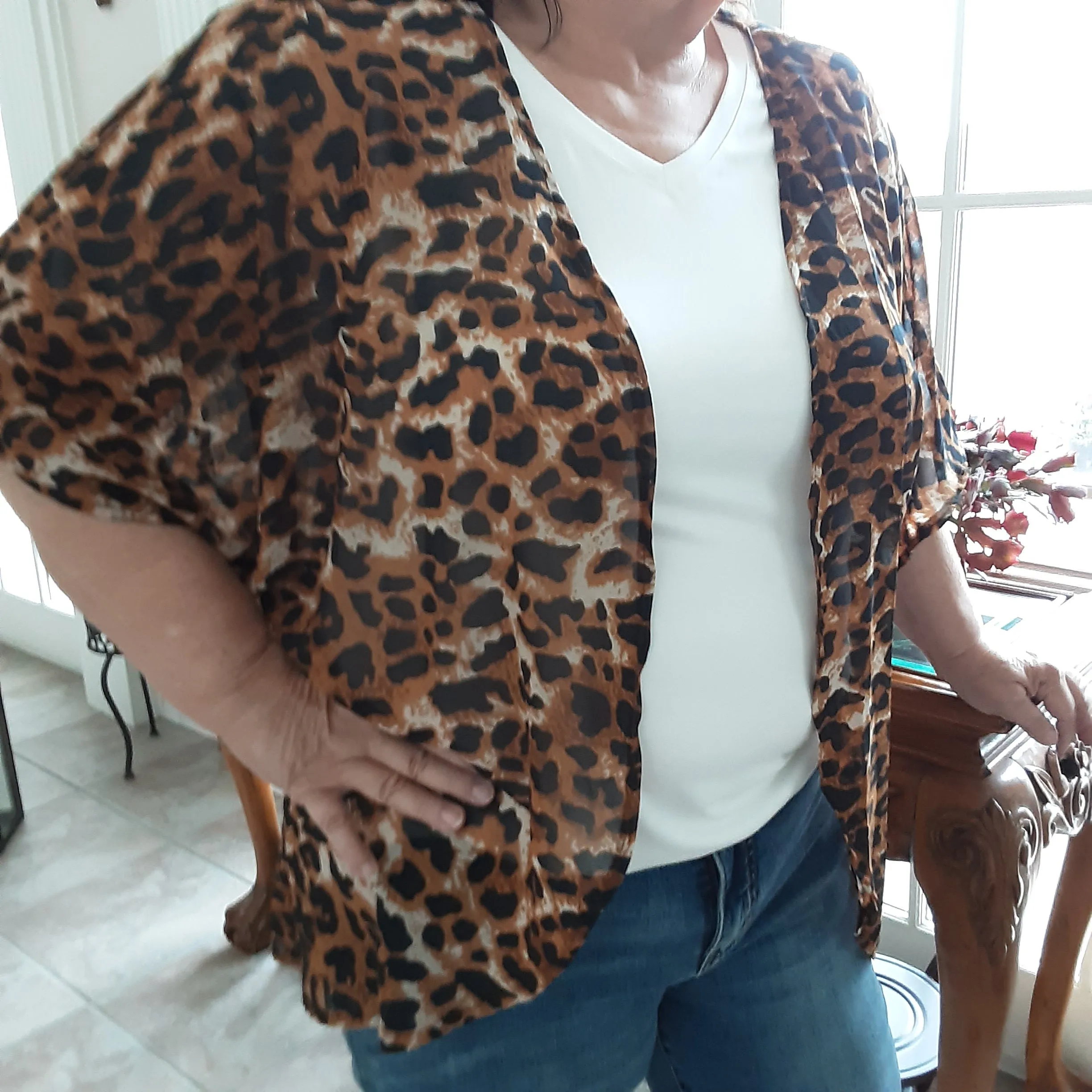 Sheer Leopard Print Cardigan