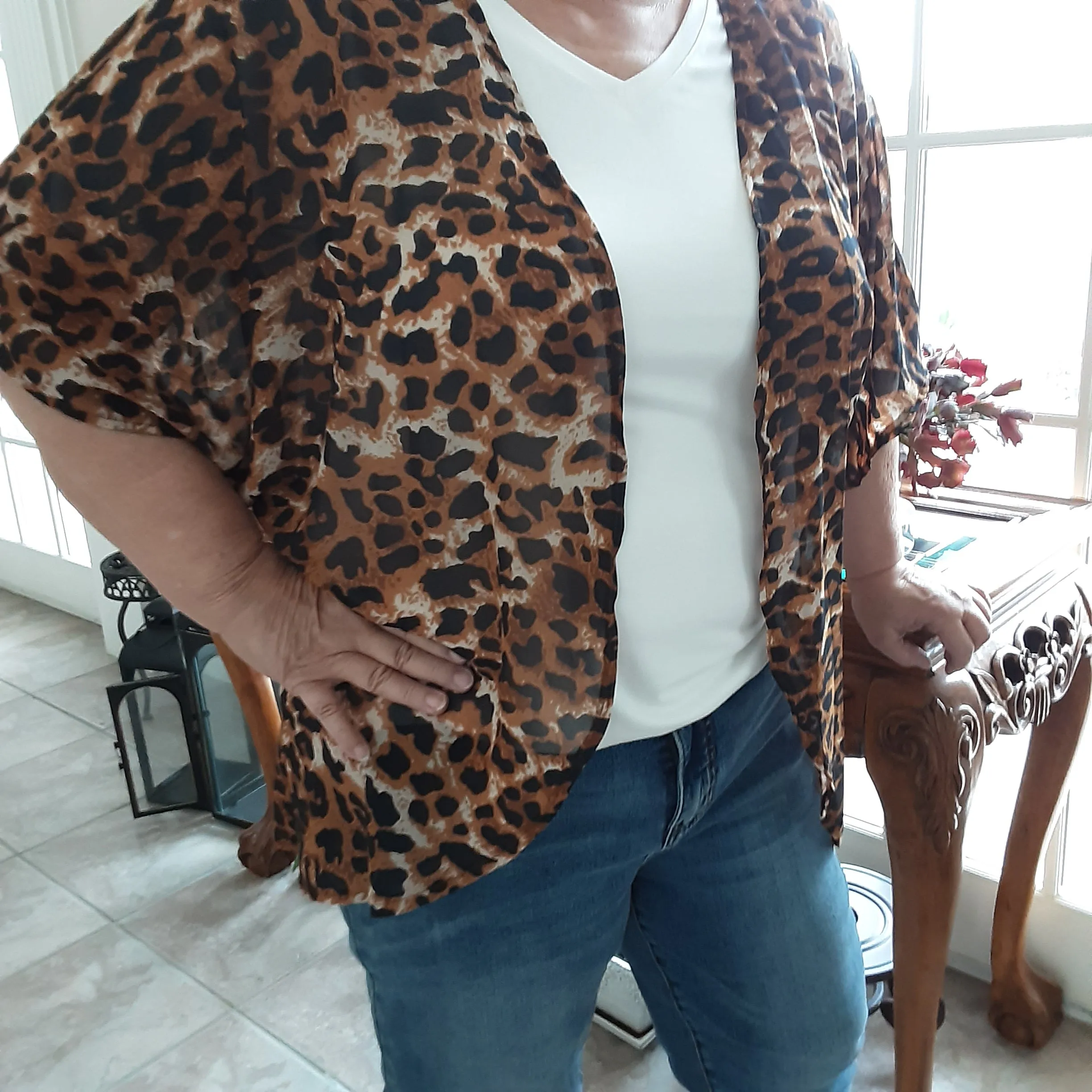 Sheer Leopard Print Cardigan