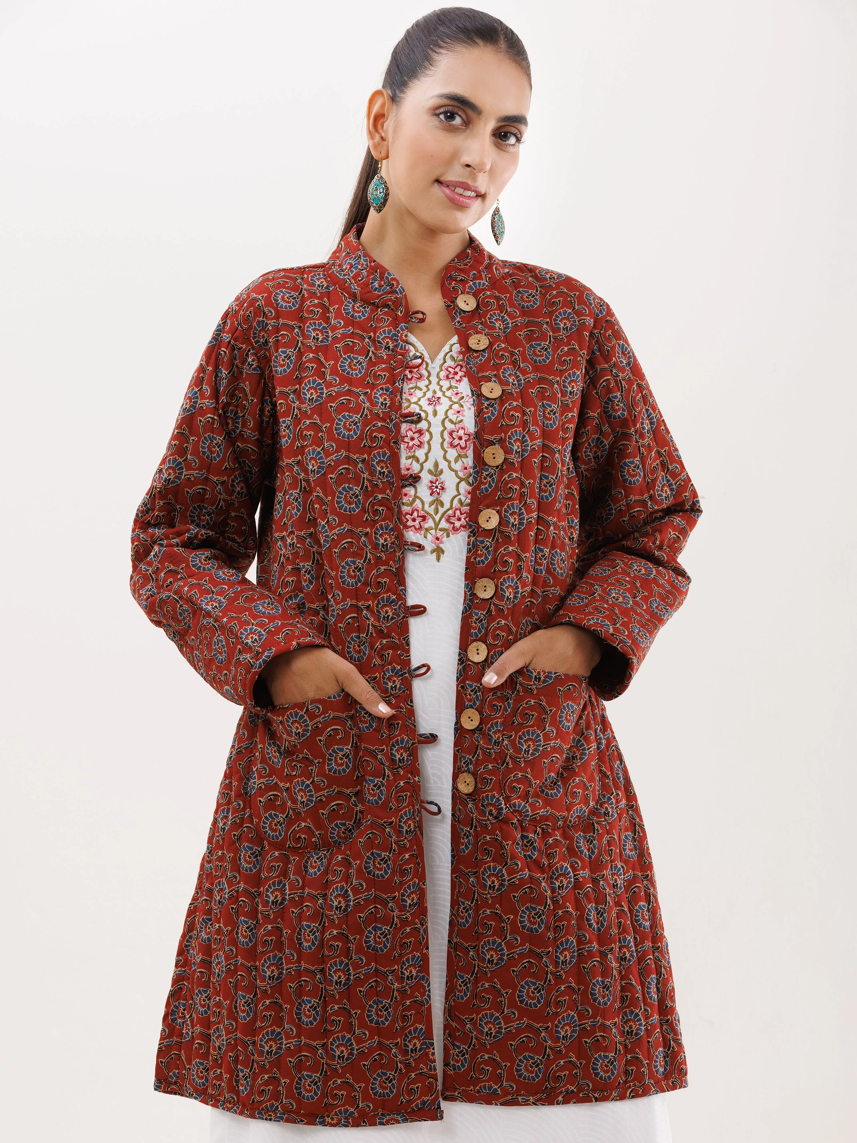 Shishir Faana Ajrakh Quilted Reversible Jacket