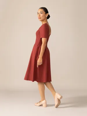 Short Sleeve Ballerina Knit Dress in Pinot Noir