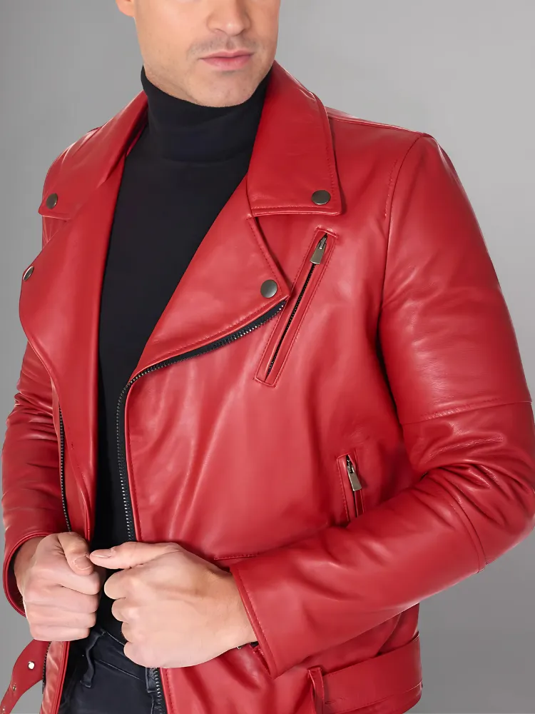 Slim Tan Brown Biker Leather Jacket