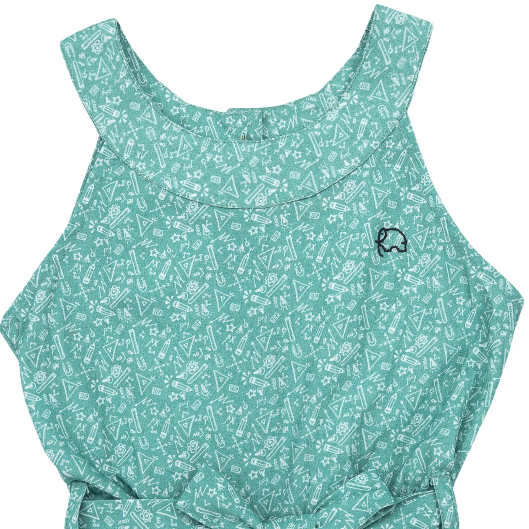 Smoke Green Cotton Jumpsuit For Girls