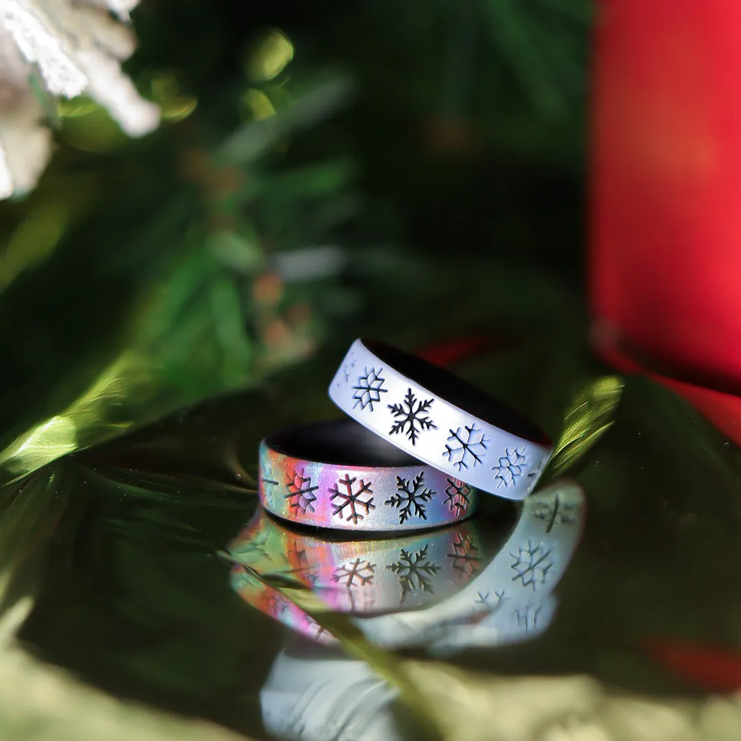 Snowflakes Silicone Ring - Engraved Dual Layer