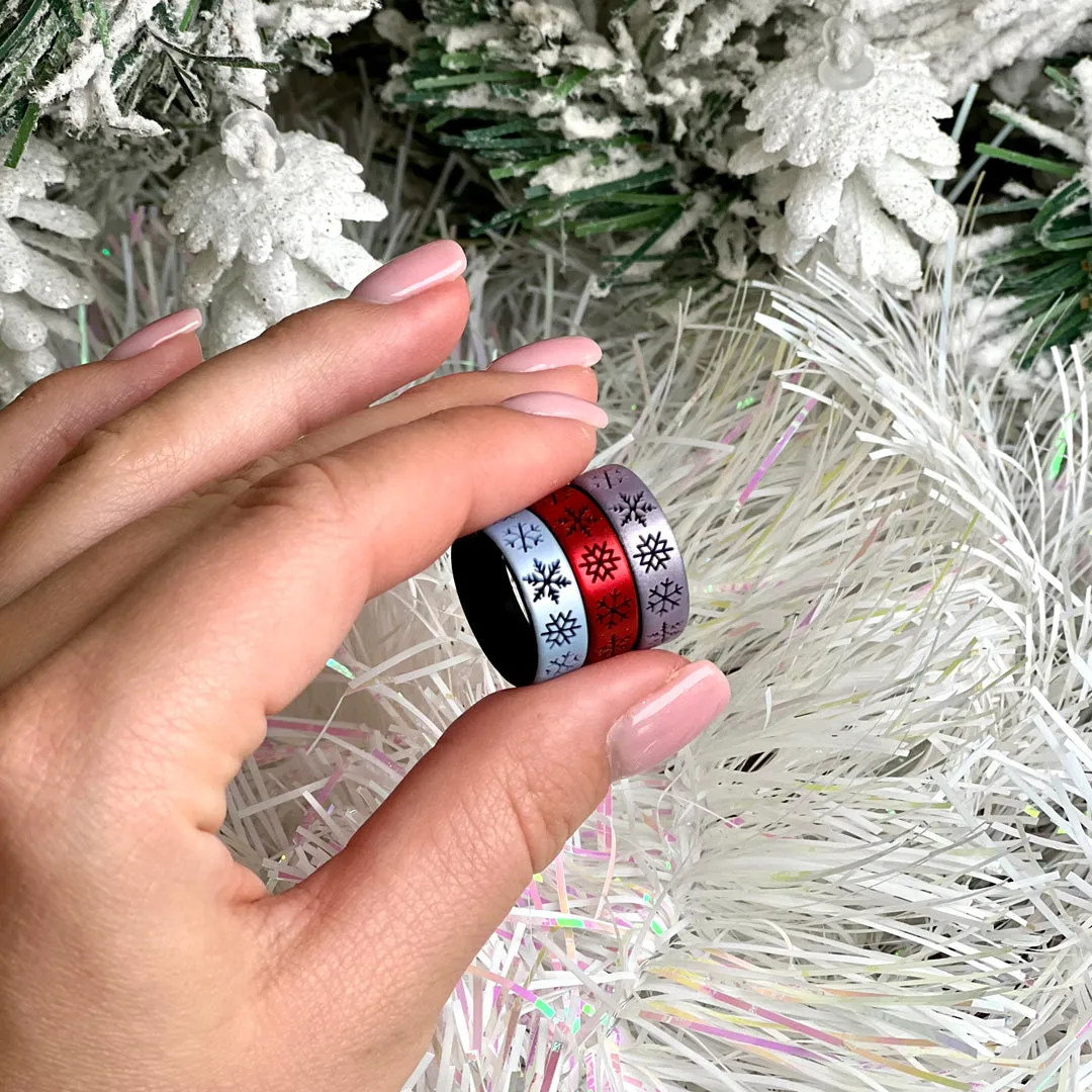 Snowflakes Silicone Ring - Engraved Dual Layer