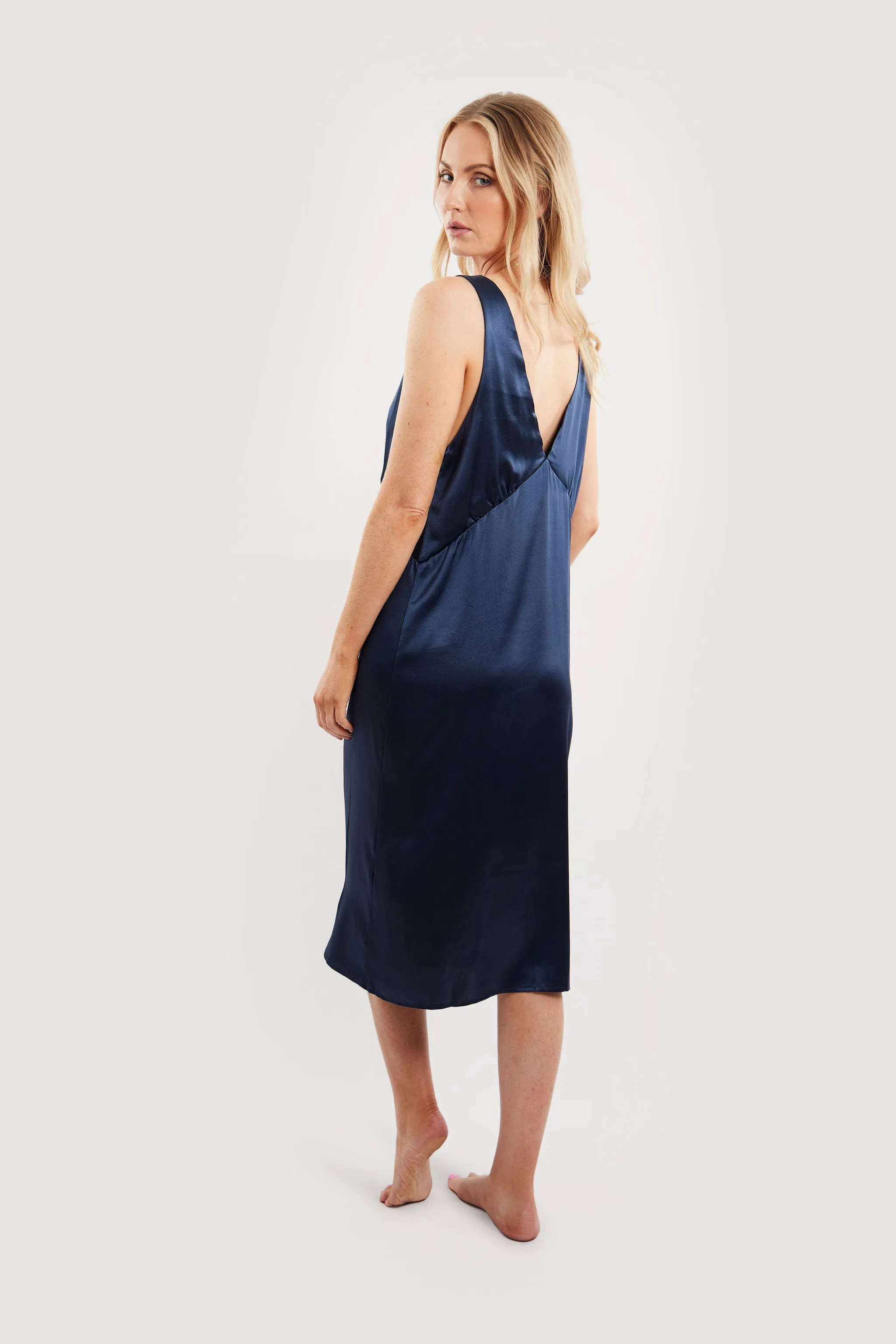 SOPHIA NAVY SILK SLIP