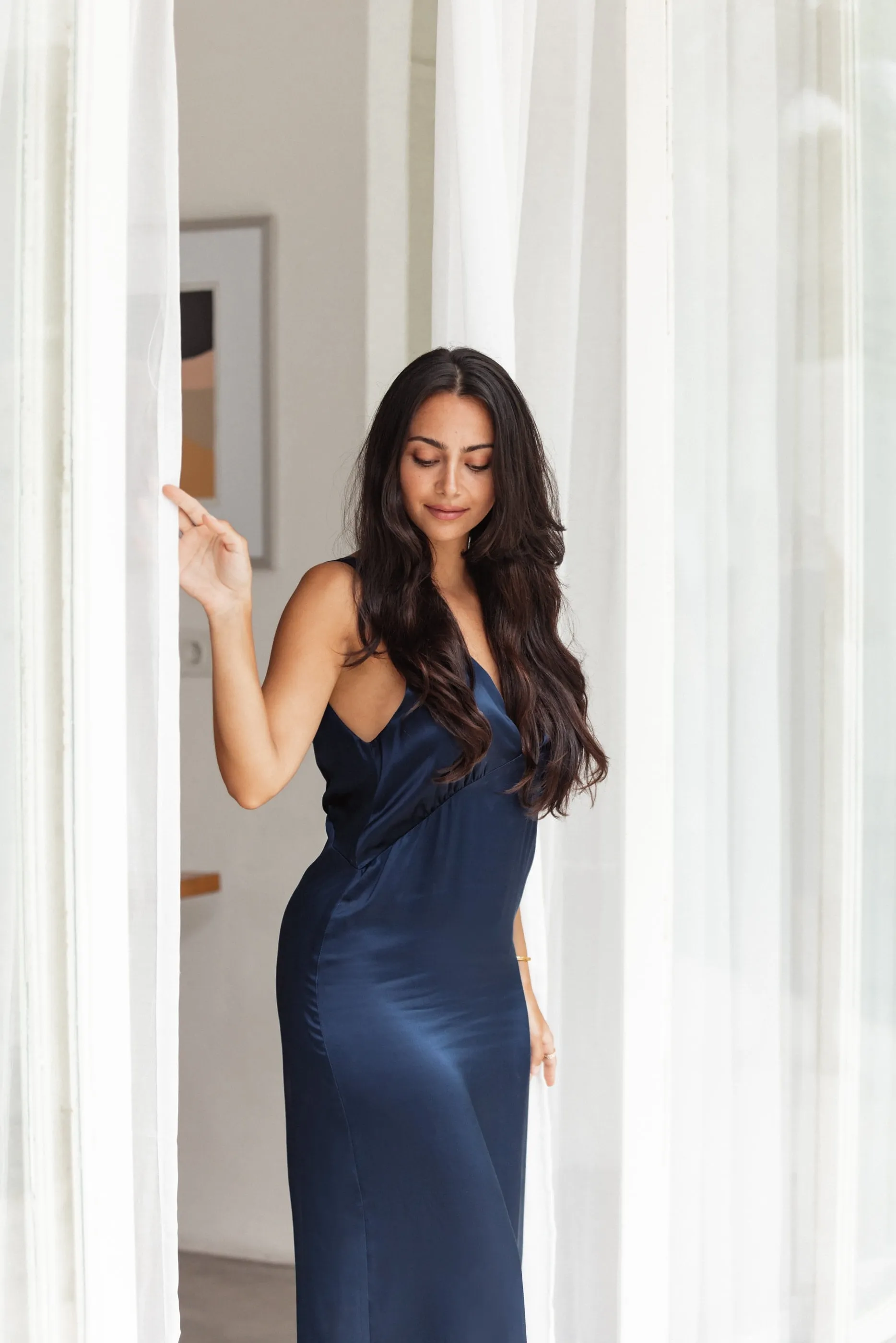 SOPHIA NAVY SILK SLIP