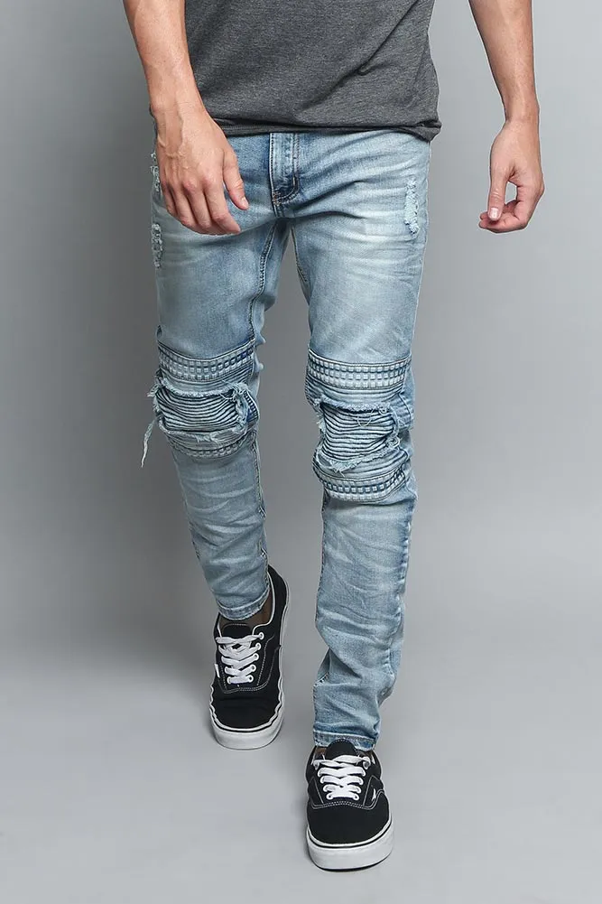 Studded Biker Denim Jeans