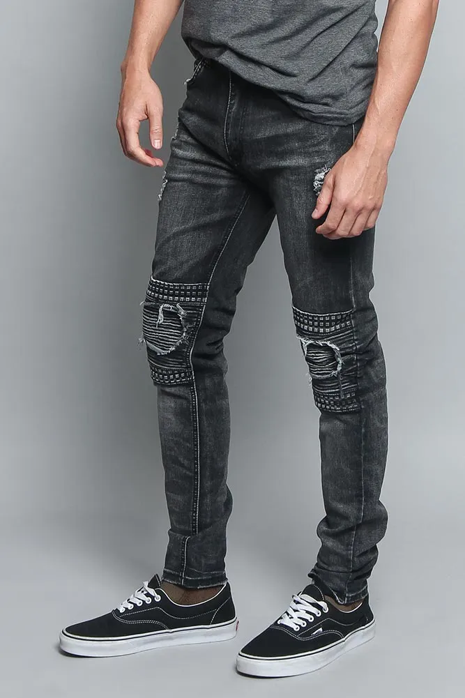 Studded Biker Denim Jeans