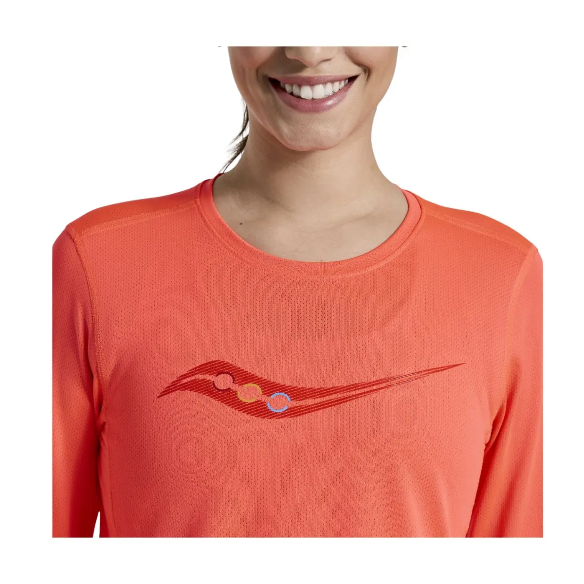 T-Shirt Saucony Stopwatch Long Sleeve Coral Women's