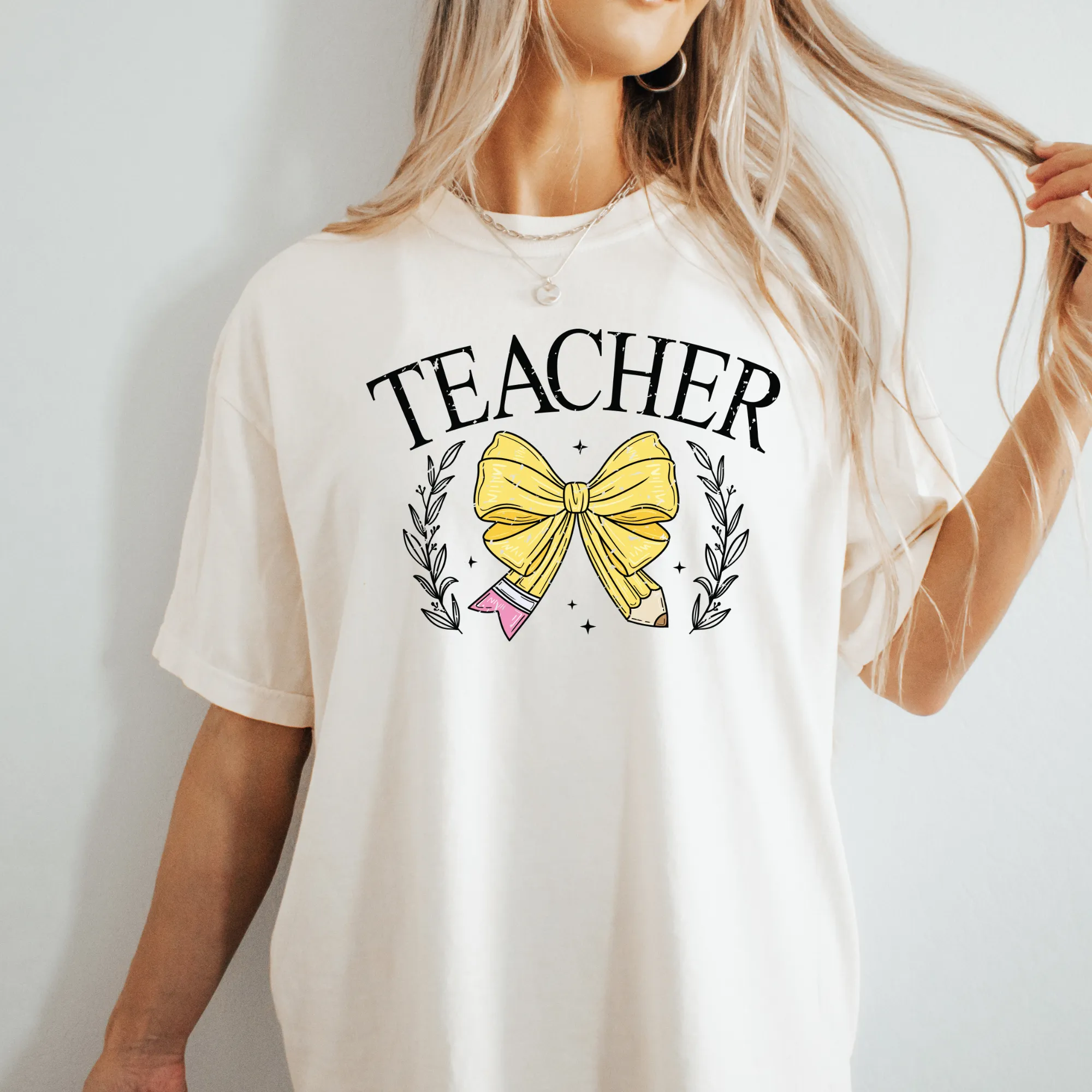 Teacher Yellow Pencil Coquette Shirt