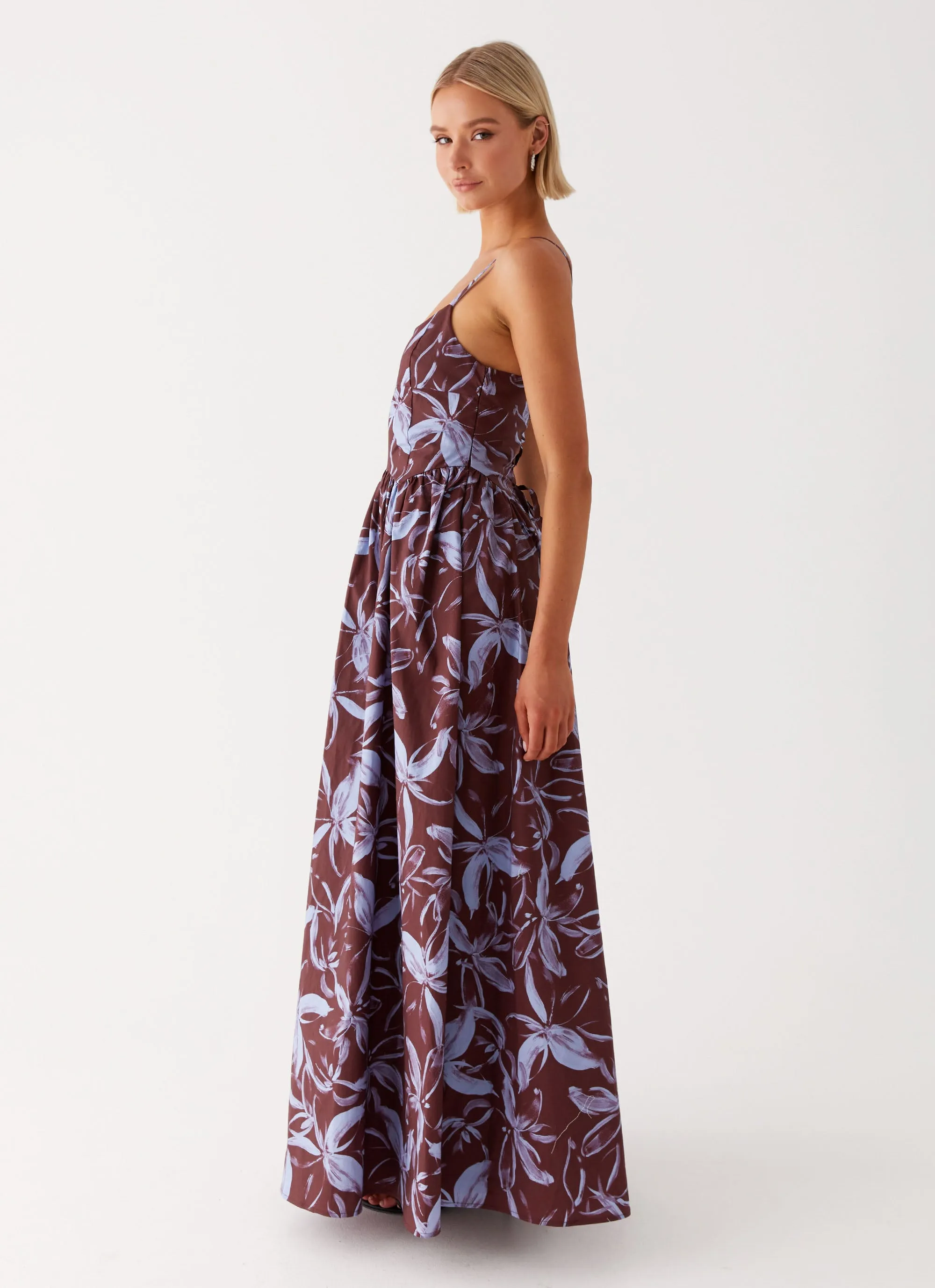 Tesoro Maxi Dress - Brown Purple Floral