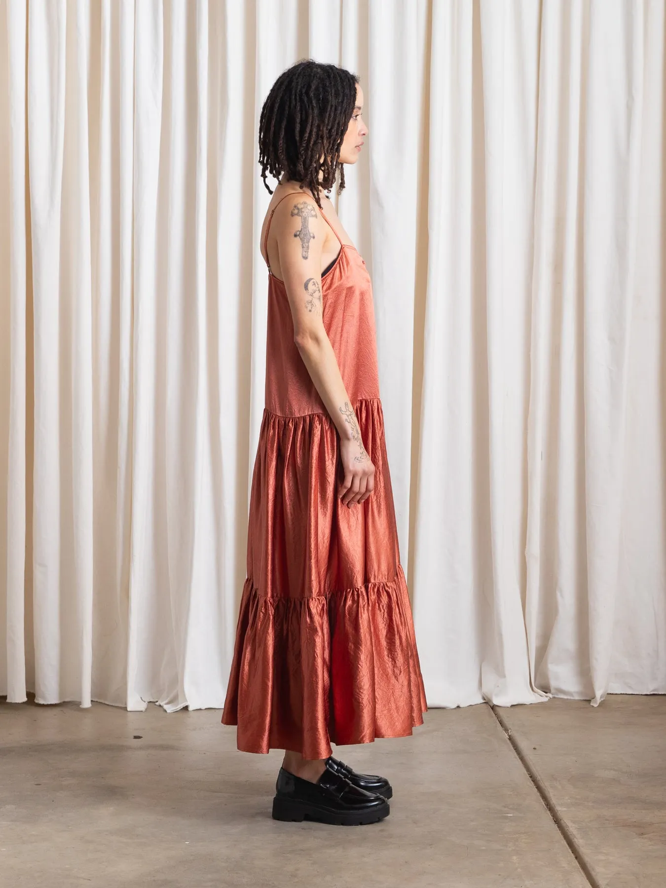 TIERED SLIP DRESS - COPPER