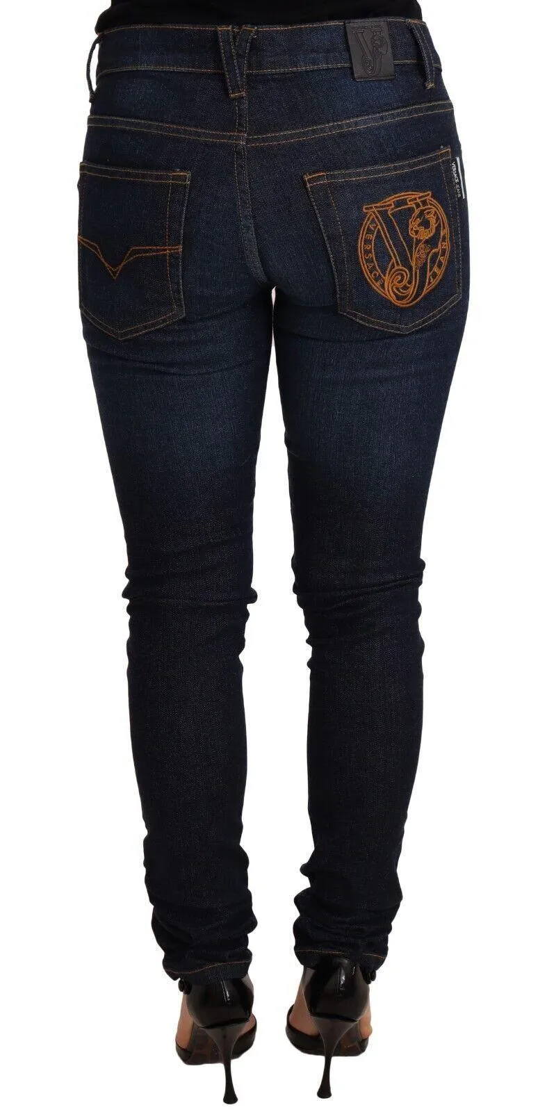 Versace Jeans Dark Blue Cotton Low Waist Skinny Denim Jeans