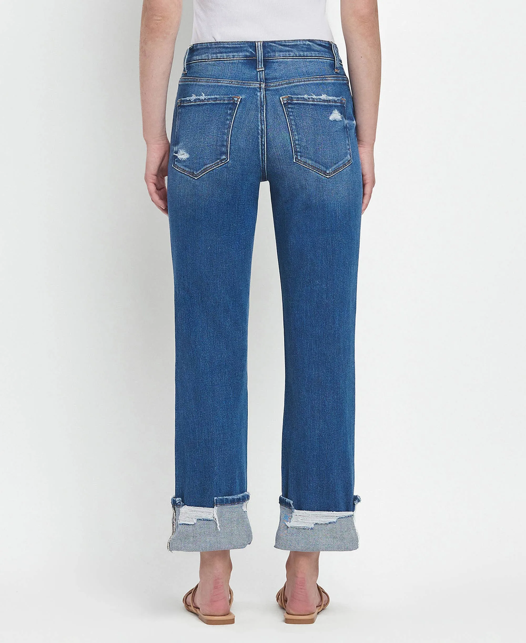 Vervet High Rise Cuffed Straight Jeans