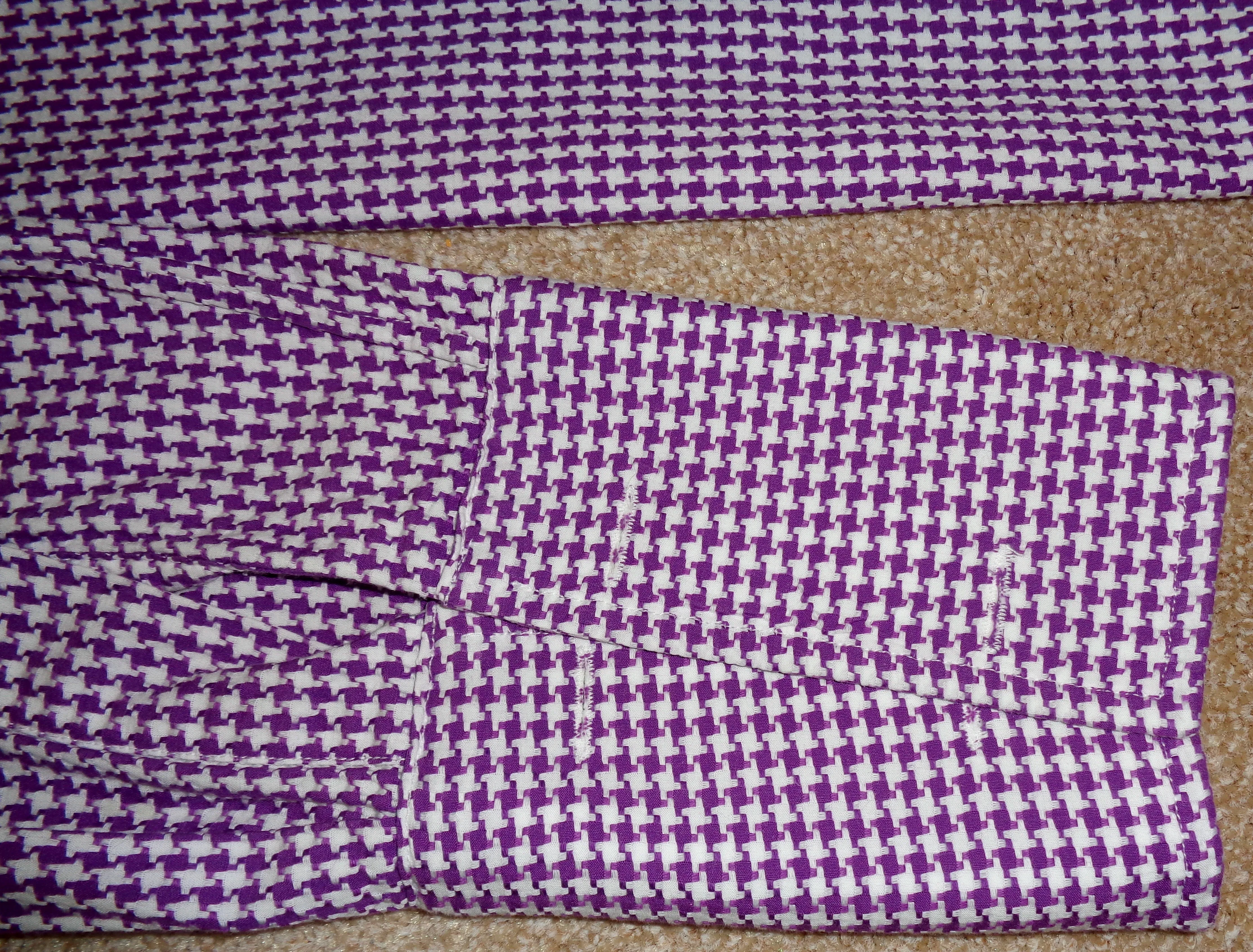 Vintage Dunhill Purple Check Long Sleeve 100% Cotton Shirt With A 16 Inch Collar