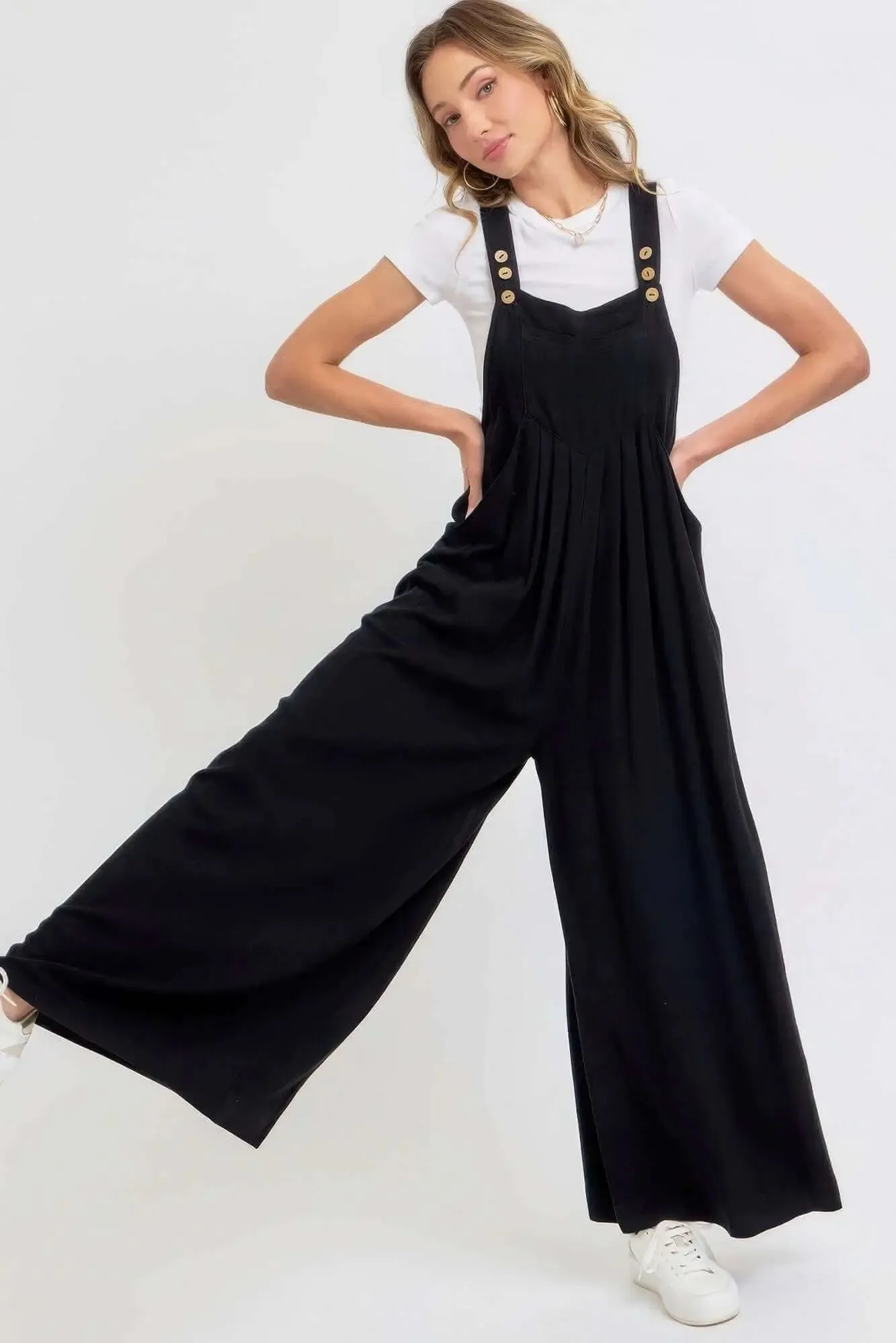 Wide Leg Jumpsuit- Adjustable Strap Overall