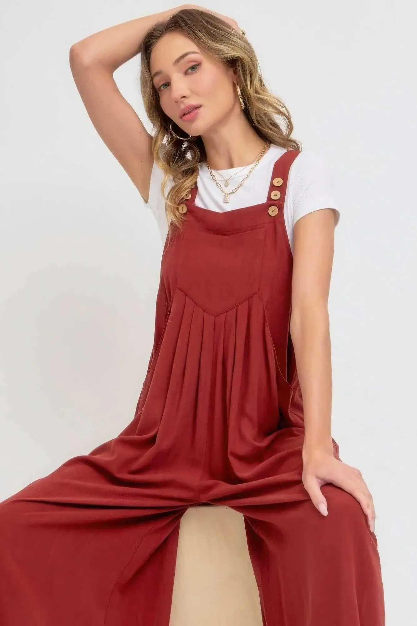 Wide Leg Jumpsuit- Adjustable Strap Overall