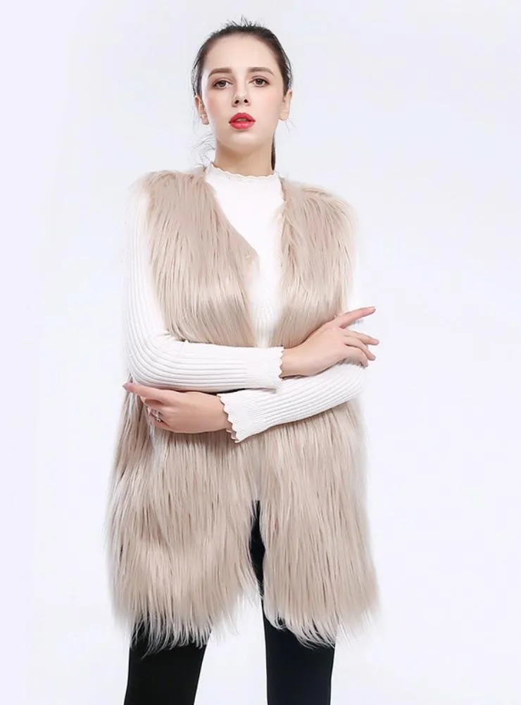 Women Waistcoat Waistcoat Fake Fur Coat Wool Coat