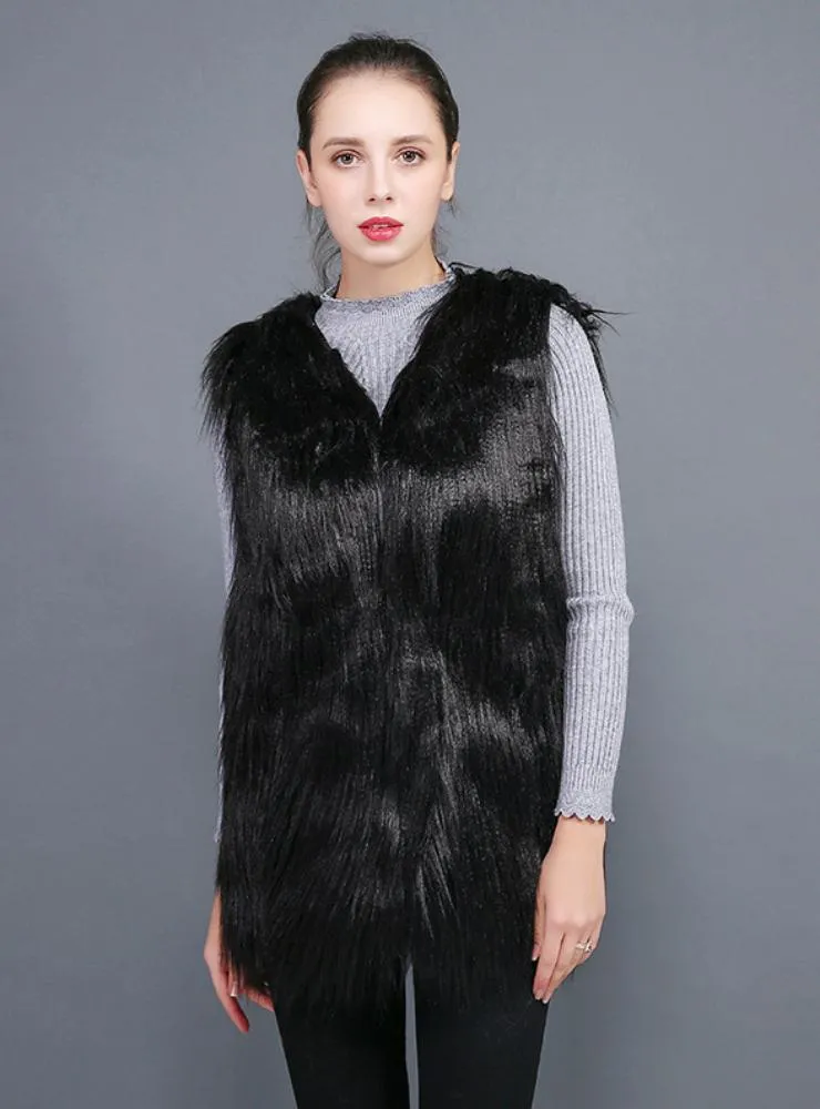 Women Waistcoat Waistcoat Fake Fur Coat Wool Coat