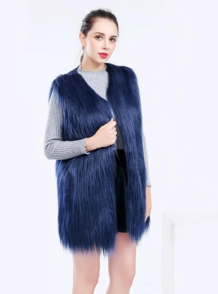 Women Waistcoat Waistcoat Fake Fur Coat Wool Coat