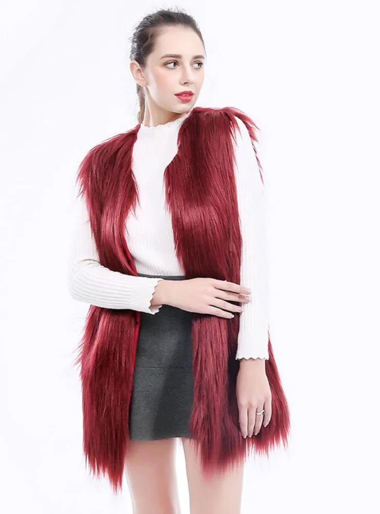 Women Waistcoat Waistcoat Fake Fur Coat Wool Coat