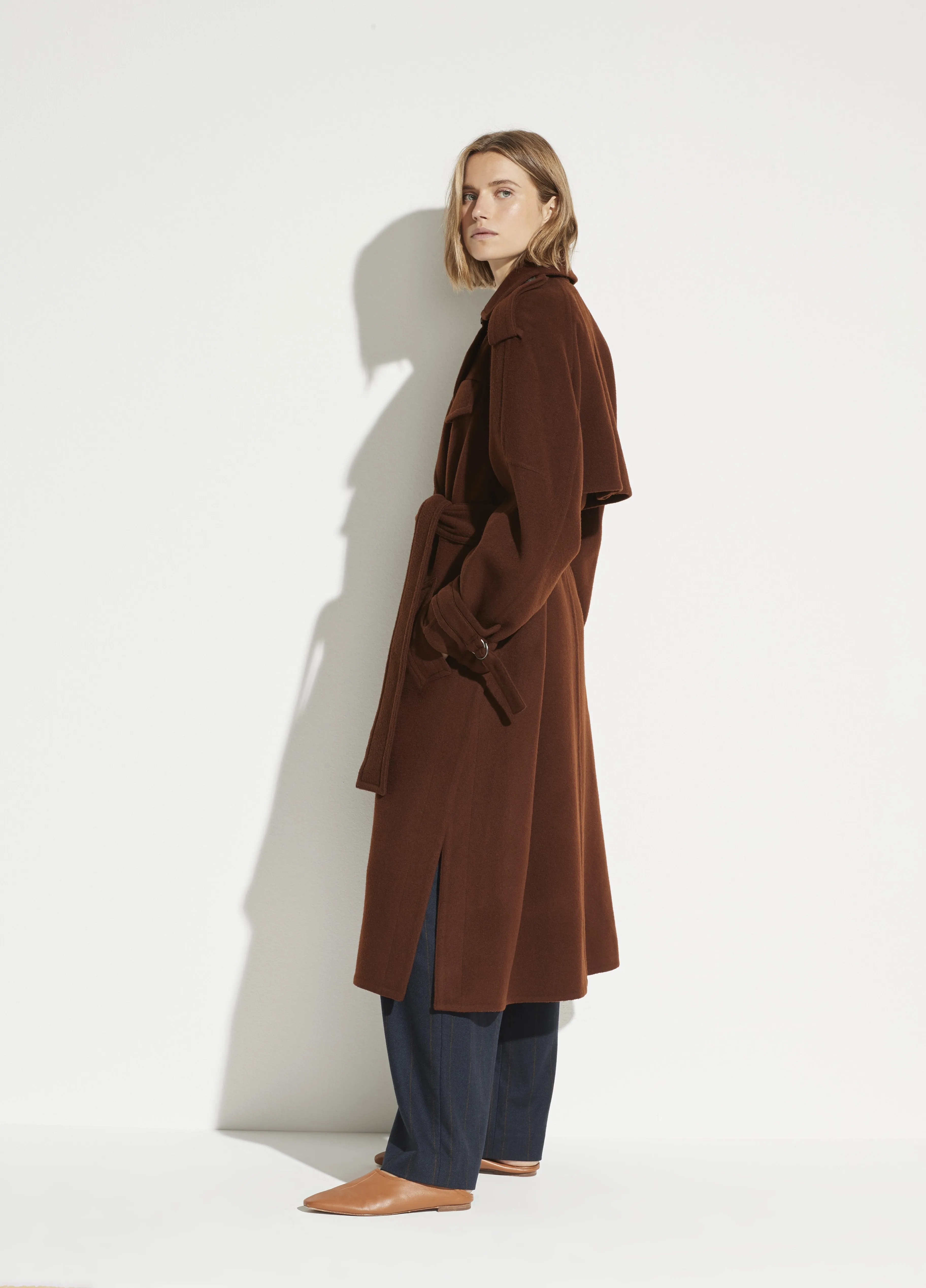 Wool Trench in Mahogany