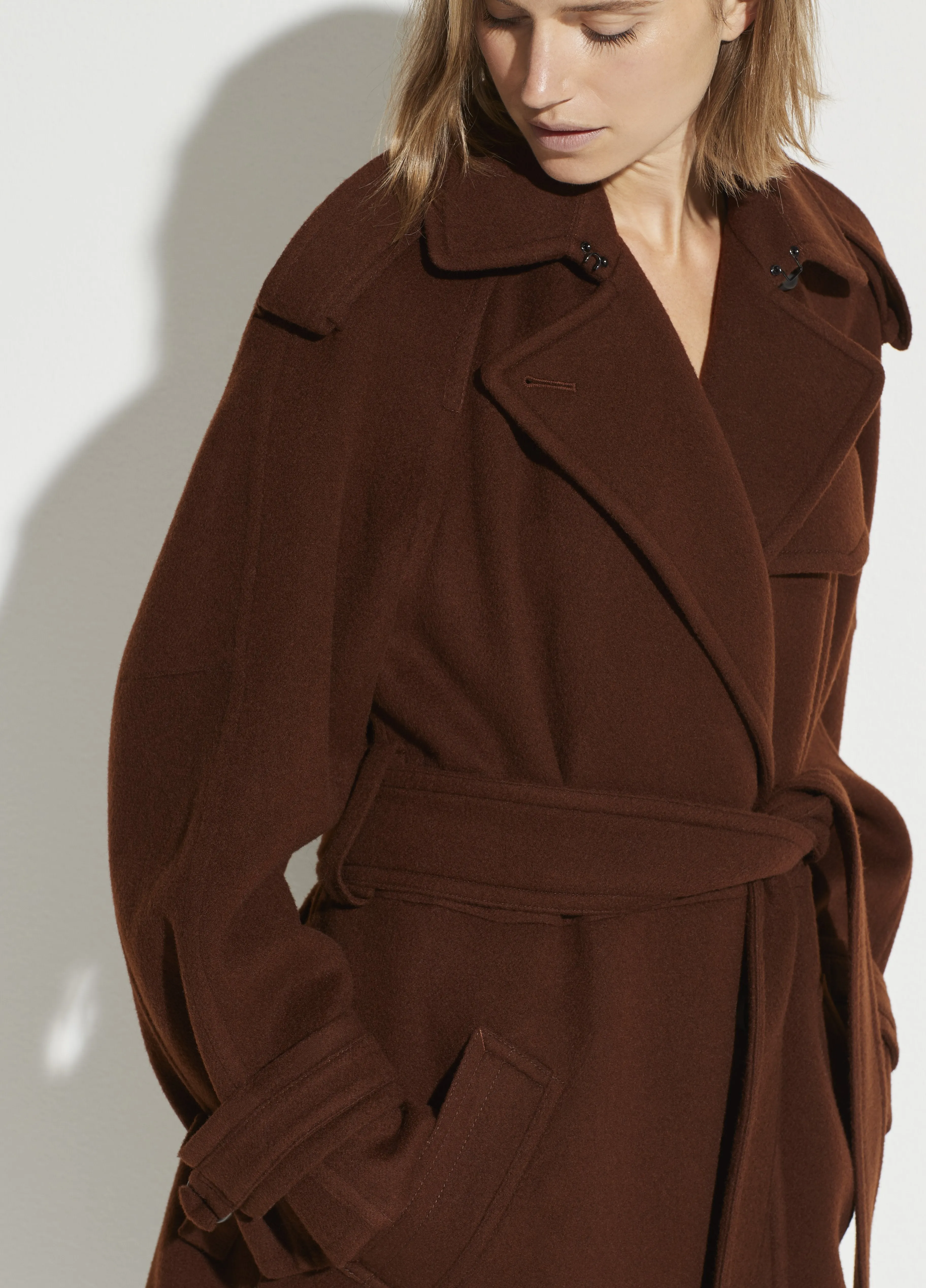 Wool Trench in Mahogany