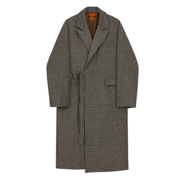 xiangtuibao - WOOLEN PLAID TRENCH COAT